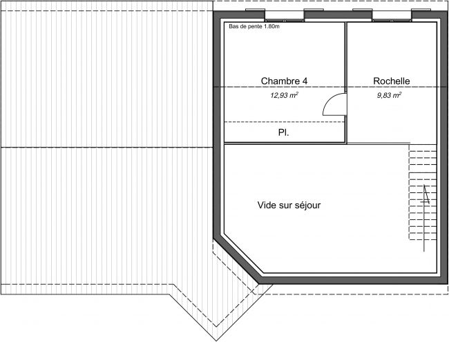 Plan de maison contemporaine de 113 m² avec mezzanine R1 - Erable