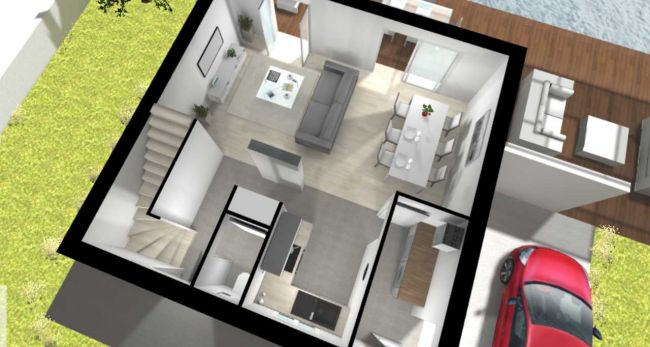 Plan de maison axonometrique Acacia RDC