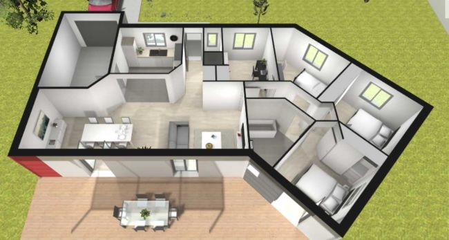 Plan de maison axonometrique Ebene