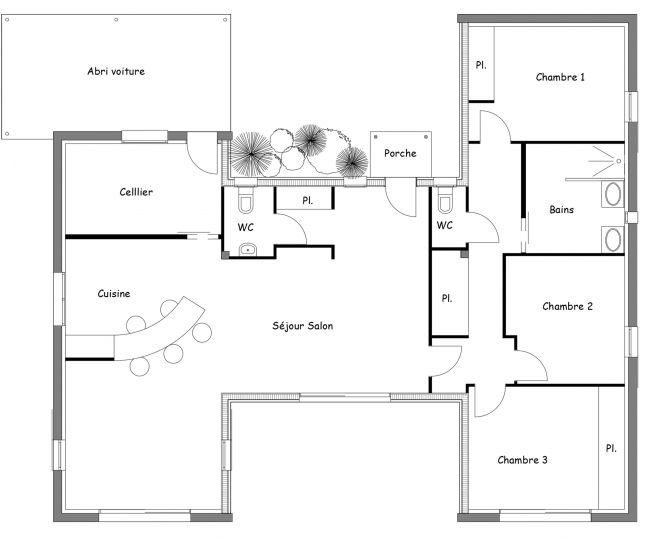 Plan de maison toit plat Acajou