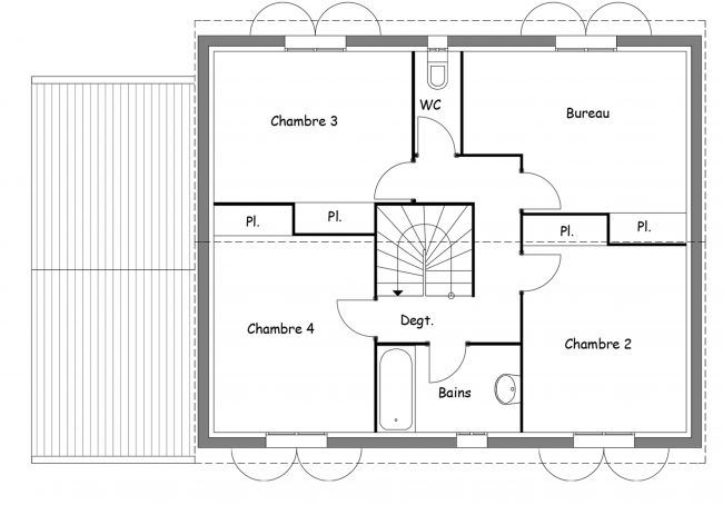 Plan de maison bastide toulousaine R1 - Modèle Hetre