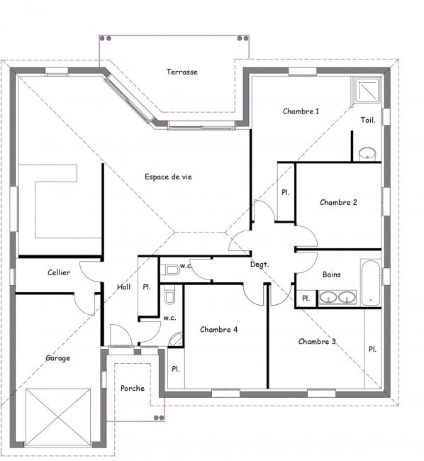 Plan de maison traditionnelle Orme