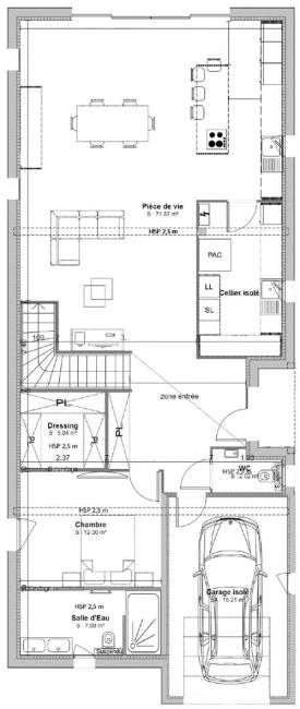 Plan RDC modèle de maison Cytise Demeures d'Occitanie