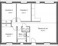 Plan de maison contemporaine de plain-pied 72 m² - Magnolia