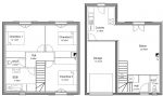 Plan de maison à étage RDC + R1 Merisier 84 m²