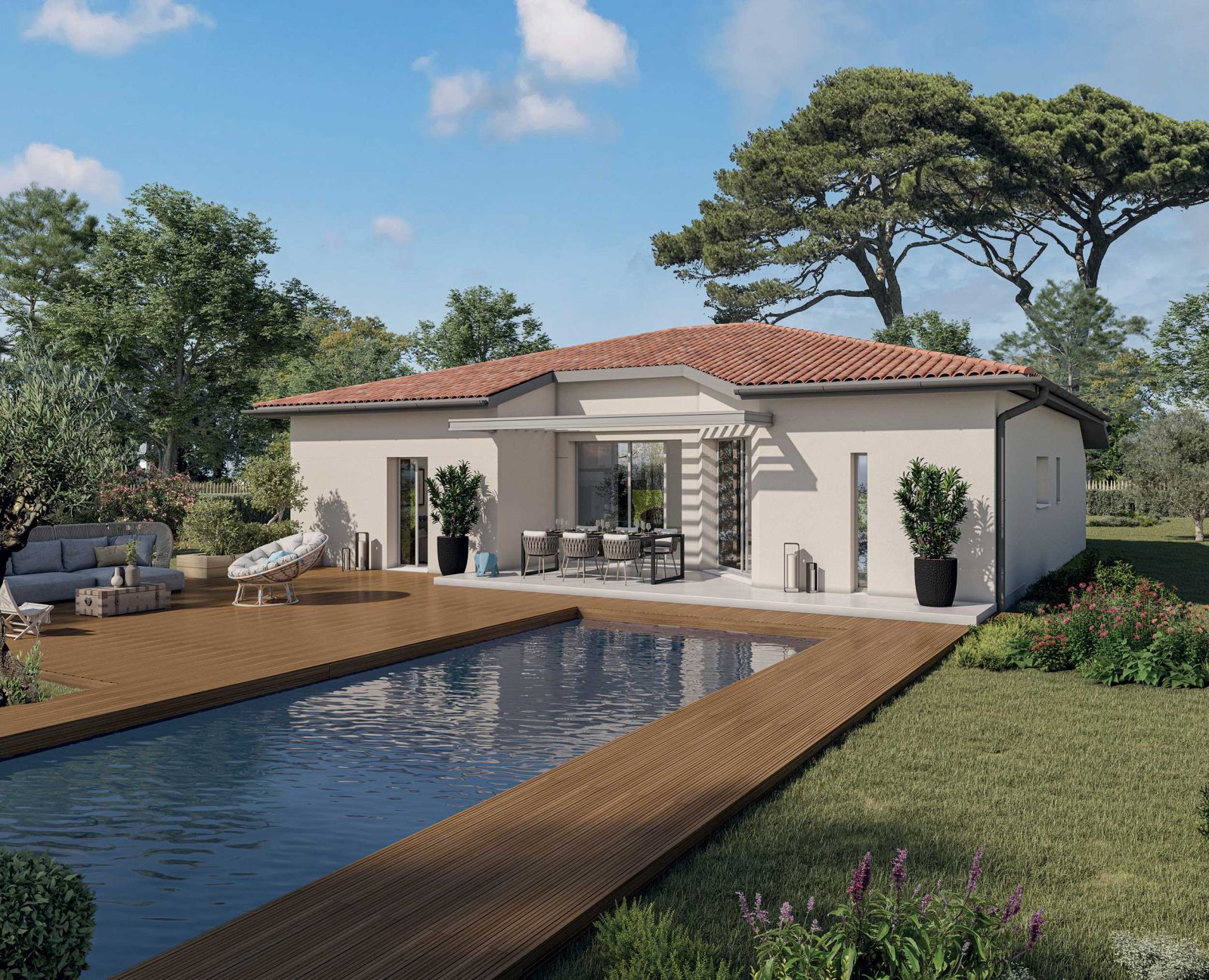 Modèle de maison traditionnelle avec pergola - Orme - Demeures d'Occitanie