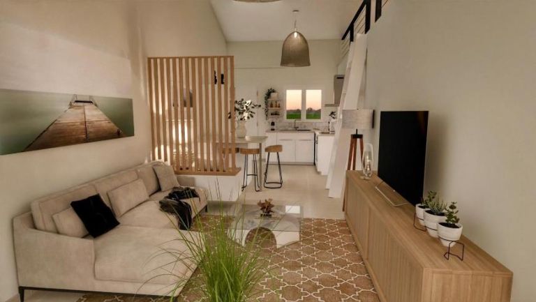 Cocoon 2B - Vue intérieure avec mezzanine - Demeures d'Occitanie