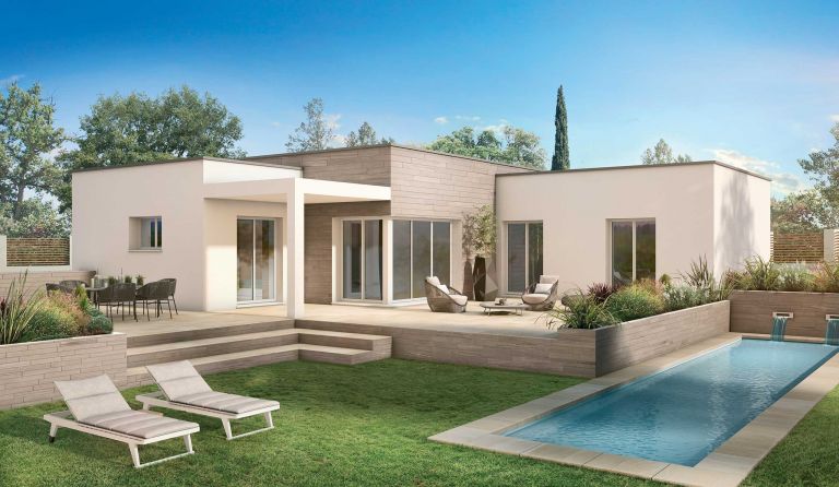 Villa contemporaine à bâtir, SUSSARGUES 34160, parcelle de 1200 m²